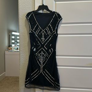 Black sequin cocktail dress